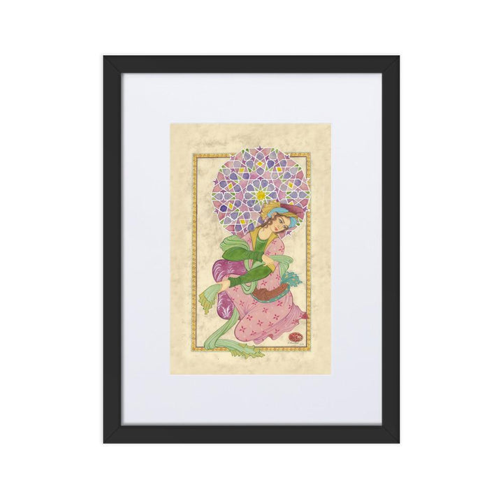 Die persische Dame - Poster im Rahmen mit Passepartout Schwarz / 30×40 cm artlia
