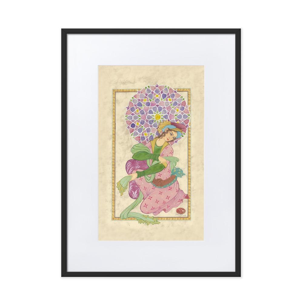 Die persische Dame - Poster im Rahmen mit Passepartout Schwarz / 50×70 cm artlia
