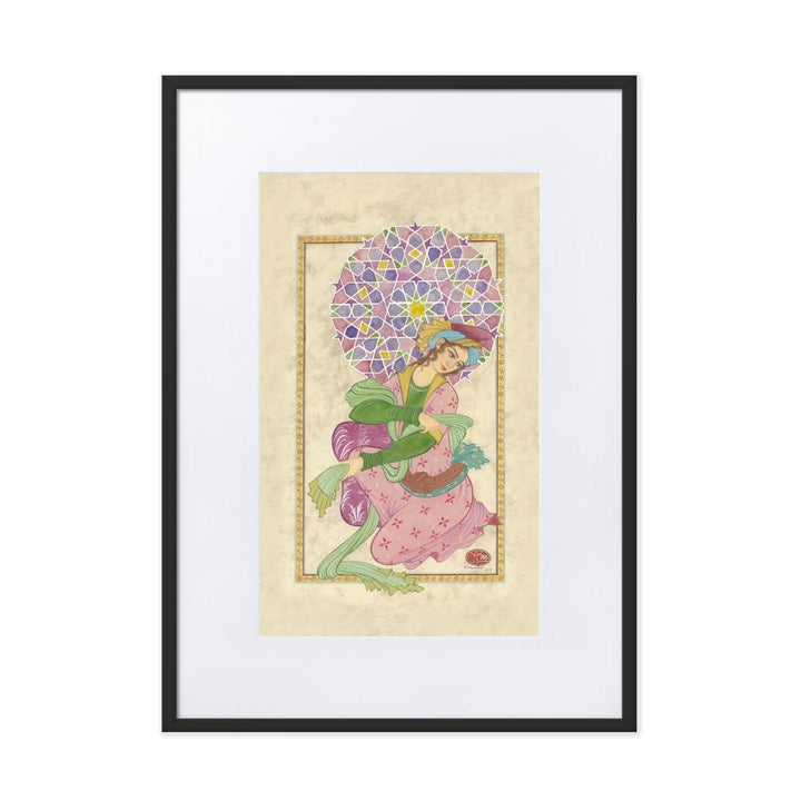 Die persische Dame - Poster im Rahmen mit Passepartout Schwarz / 50×70 cm artlia