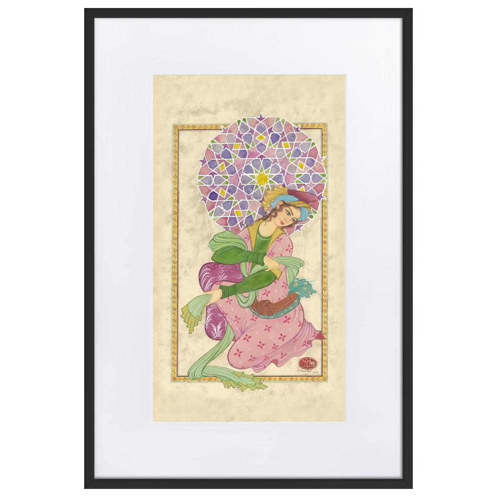 Die persische Dame - Poster im Rahmen mit Passepartout Schwarz / 61×91 cm artlia