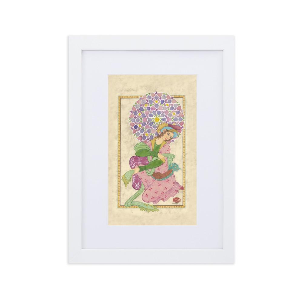 Die persische Dame - Poster im Rahmen mit Passepartout Weiß / 21×30 cm artlia