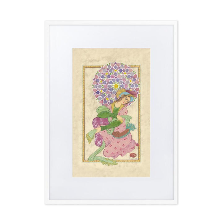 Die persische Dame - Poster im Rahmen mit Passepartout Weiß / 50×70 cm artlia