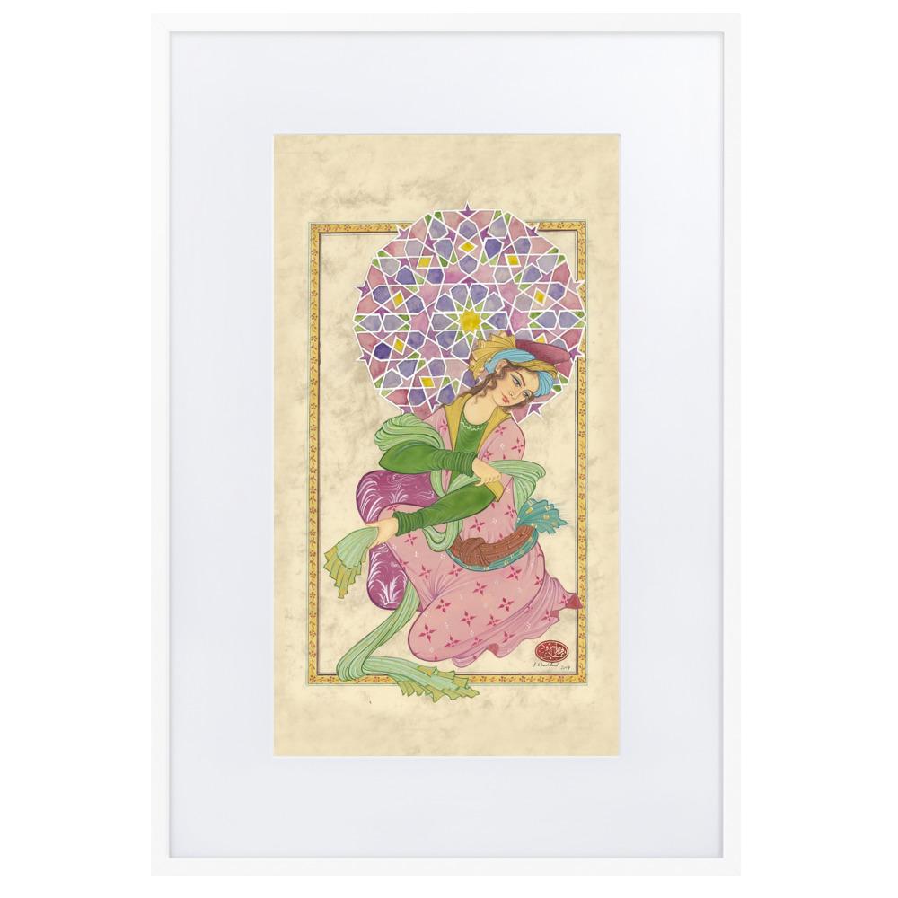 Die persische Dame - Poster im Rahmen mit Passepartout Weiß / 61×91 cm artlia