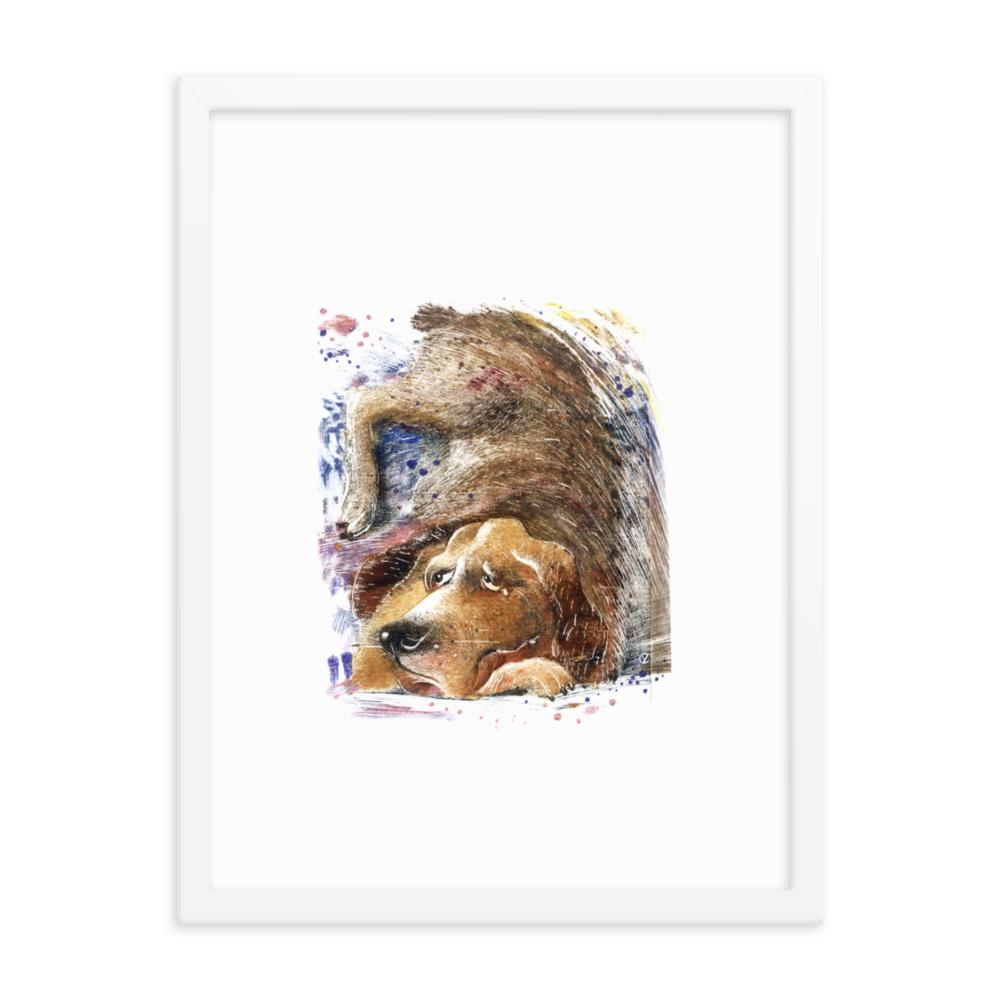 Dom Hund - Poster im Rahmen weiß / 30x41 cm artlia