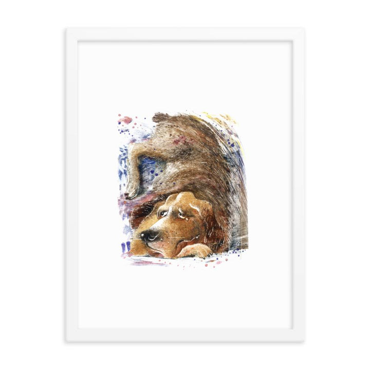 Dom Hund - Poster im Rahmen weiß / 30x41 cm artlia