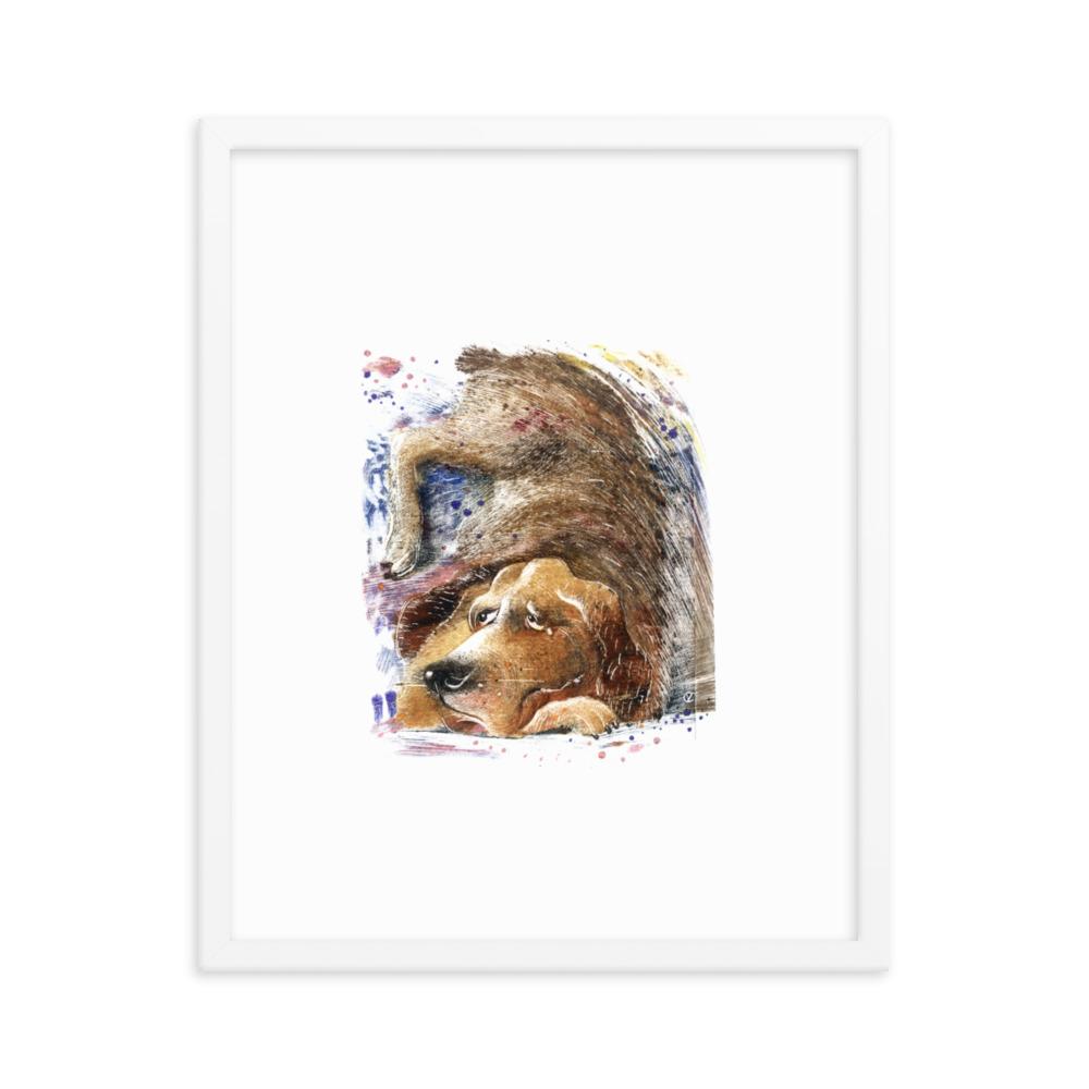 Dom Hund - Poster im Rahmen weiß / 41x51 cm artlia
