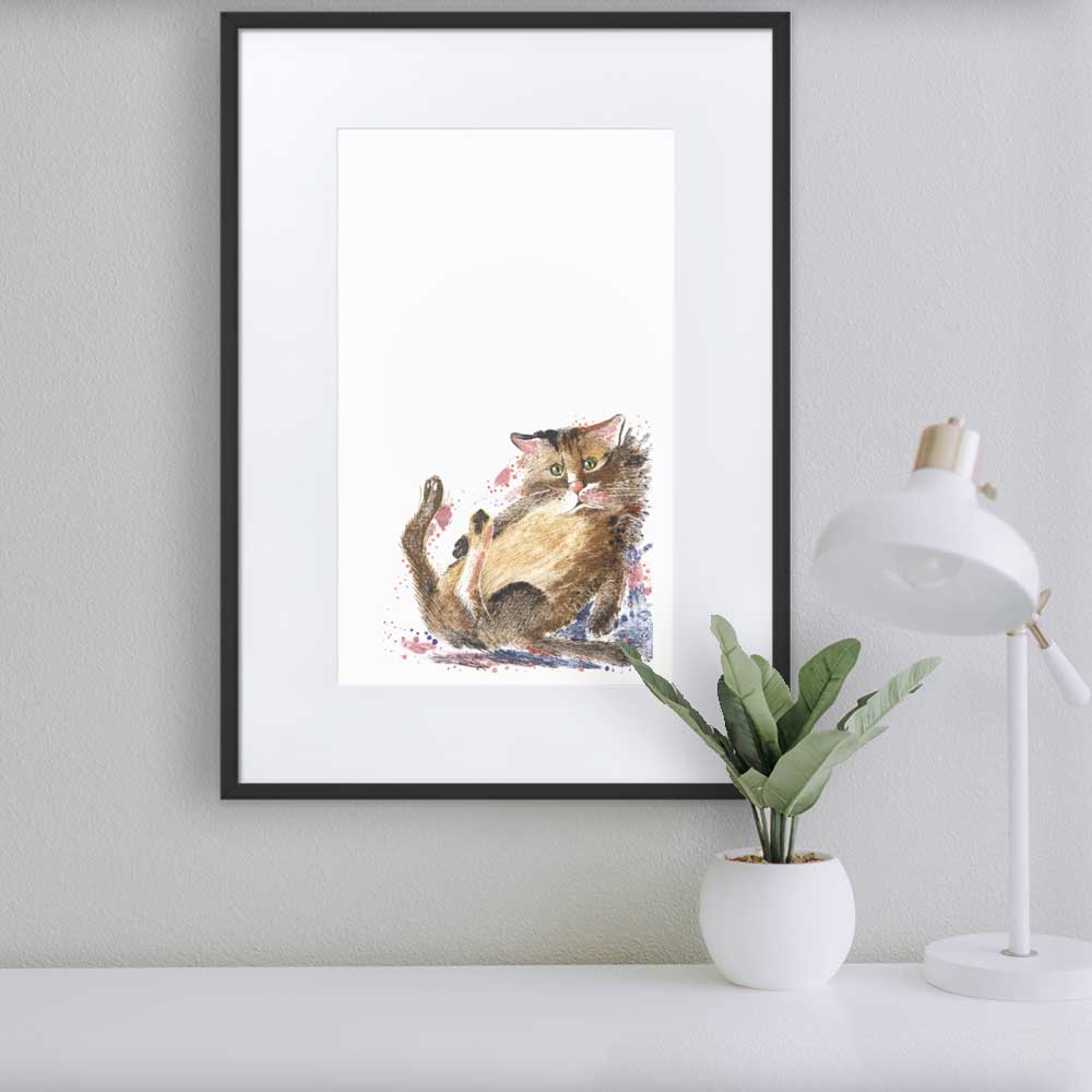 Dom Katze - Poster im Rahmen mit Passepartout artlia