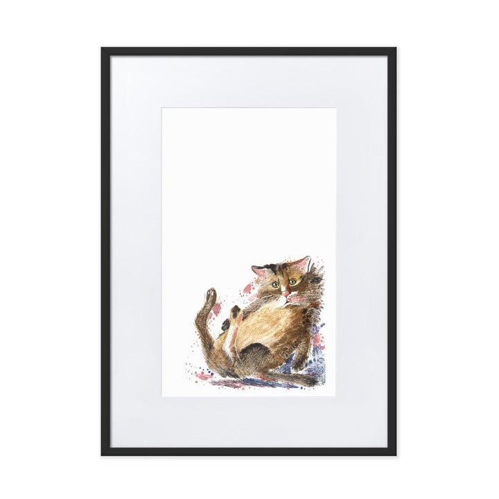 Dom Katze - Poster im Rahmen mit Passepartout schwarz / 50×70 cm artlia