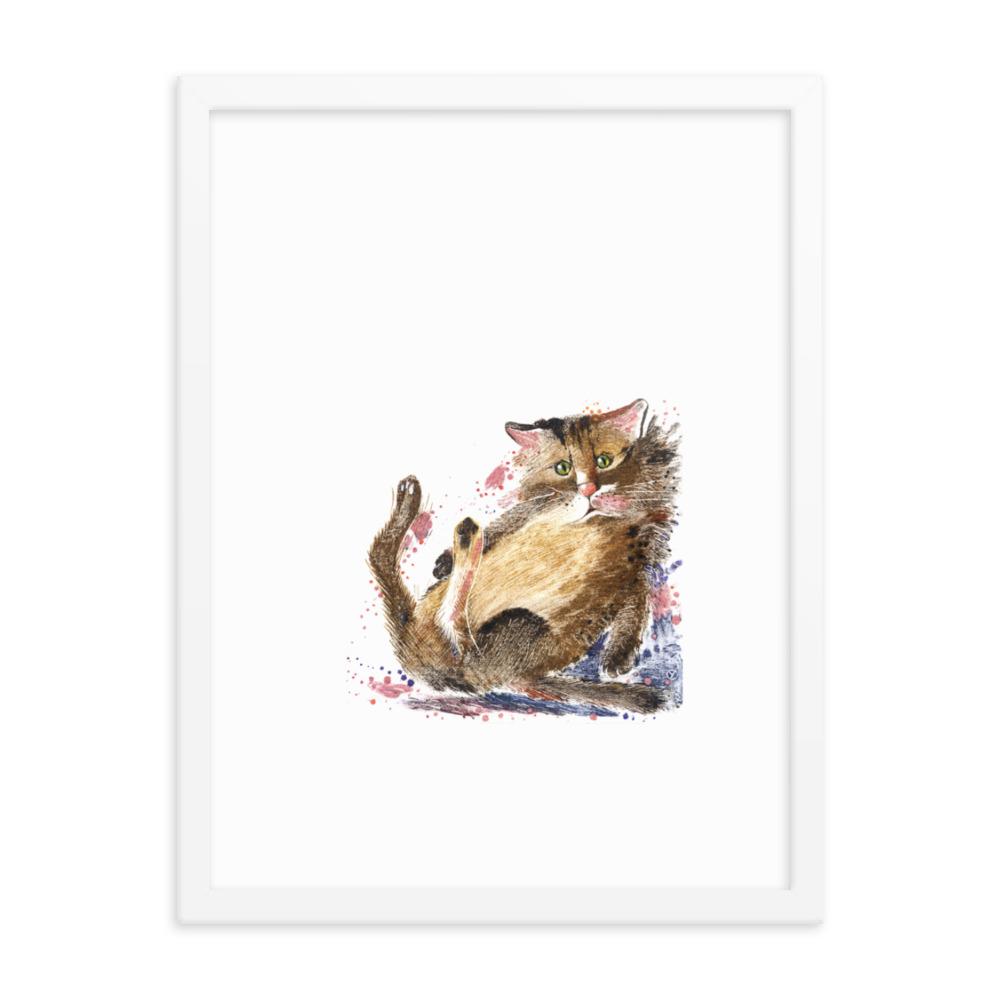Dom Katze - Poster im Rahmen weiß / 30x41 cm artlia