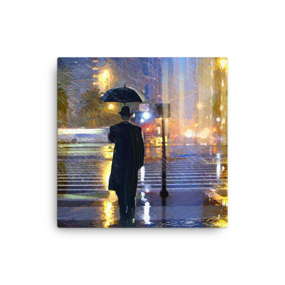Downtown im Regen - Leinwand 30x30 cm artlia