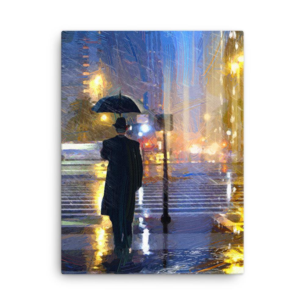 Downtown im Regen - Leinwand 30x41 cm artlia