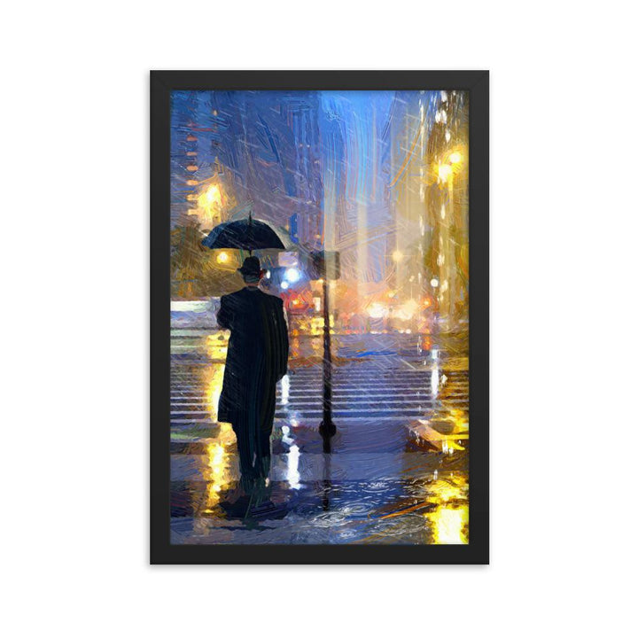 Downtown im Regen - Poster im Rahmen schwarz / 30x45 cm artlia