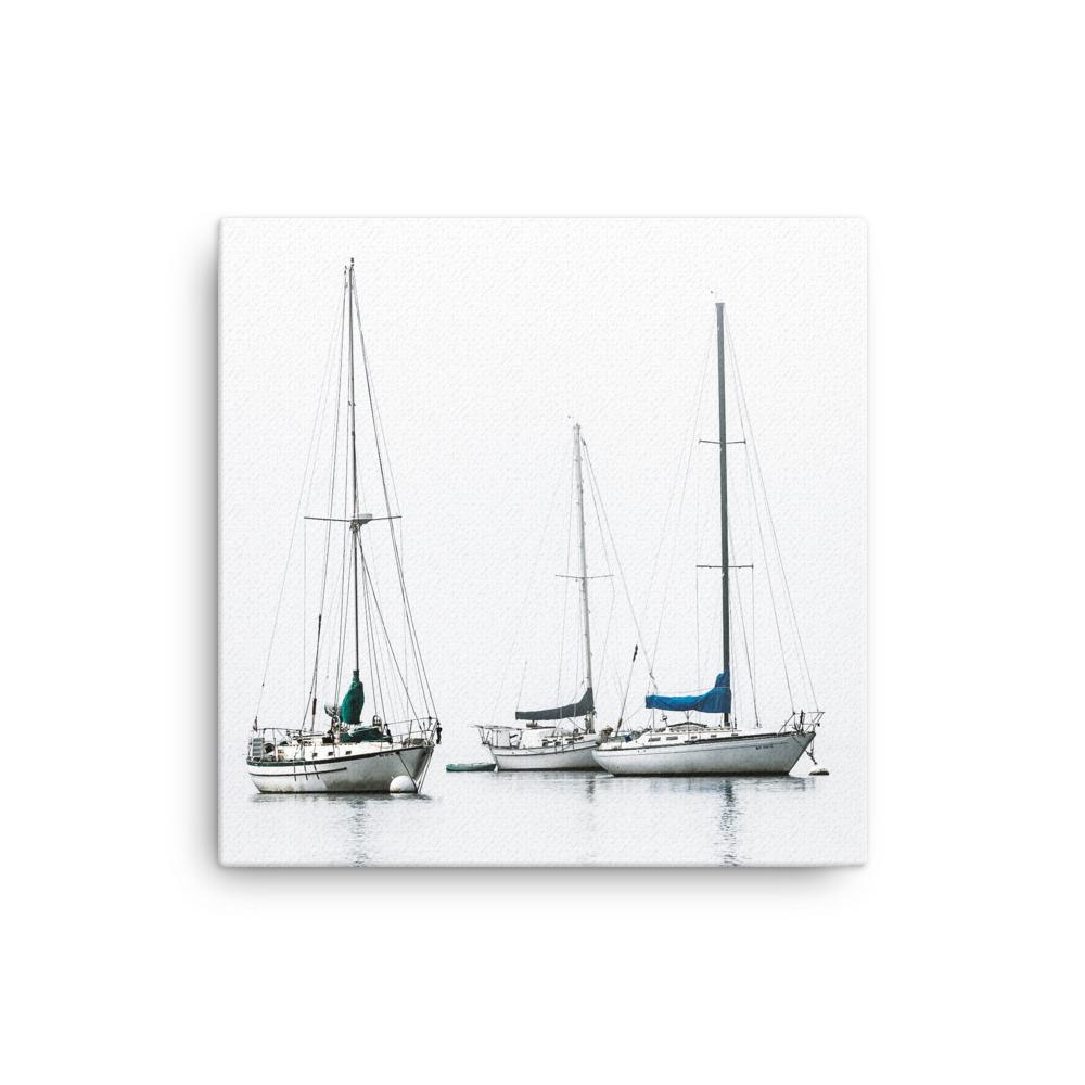 drei Segelboote - Leinwand 30x30 cm artlia
