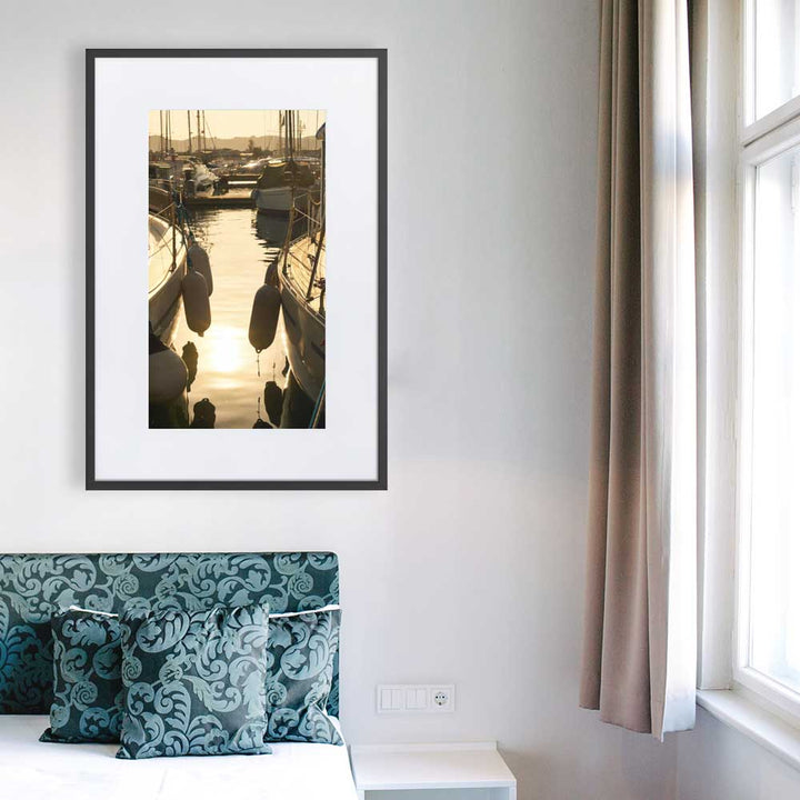 ein Sommerabend - Poster im Rahmen mit Passepartout schwarz / 61×91 cm artlia