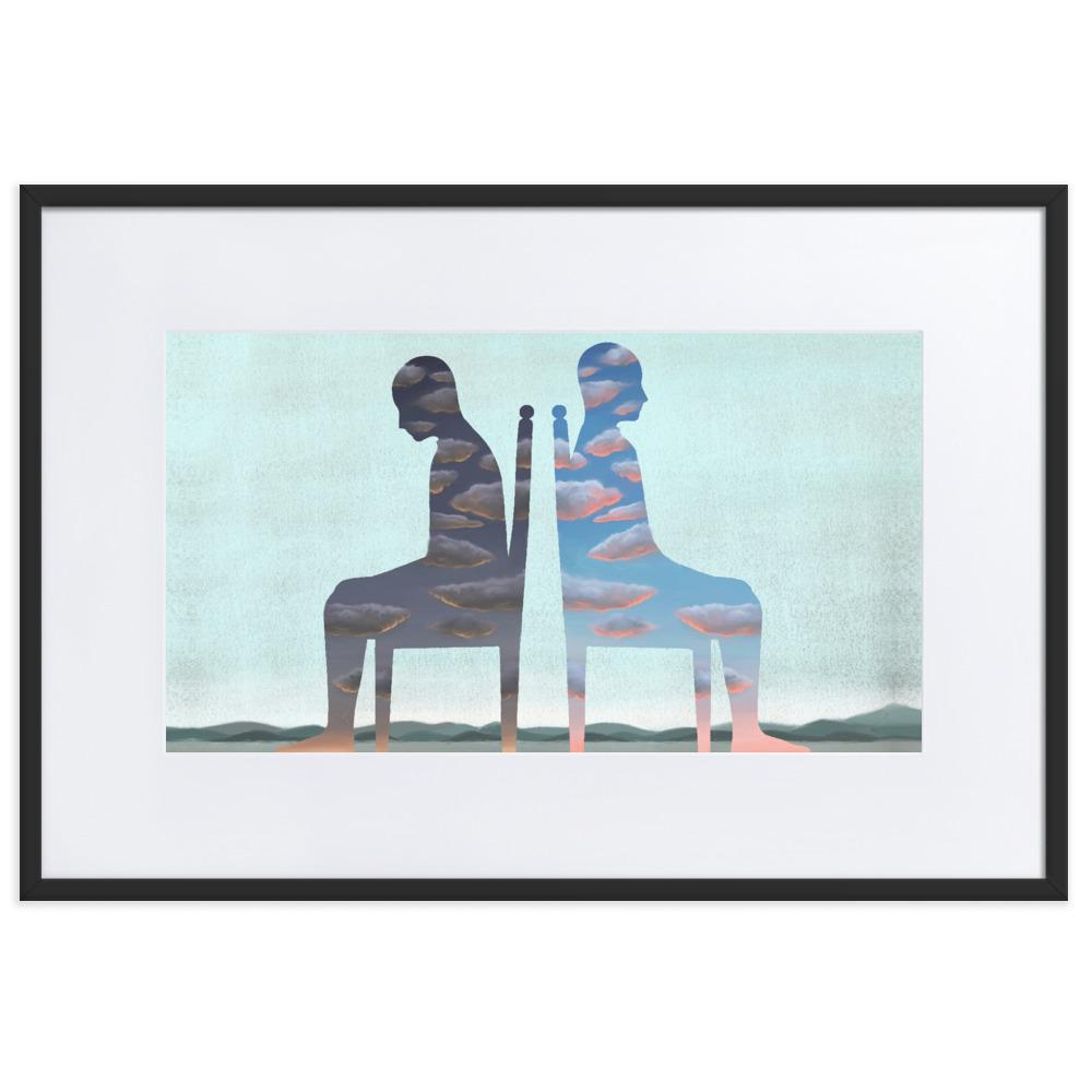 Einsamkeit - Poster im Rahmen mit Passepartout schwarz / 61×91 cm artlia