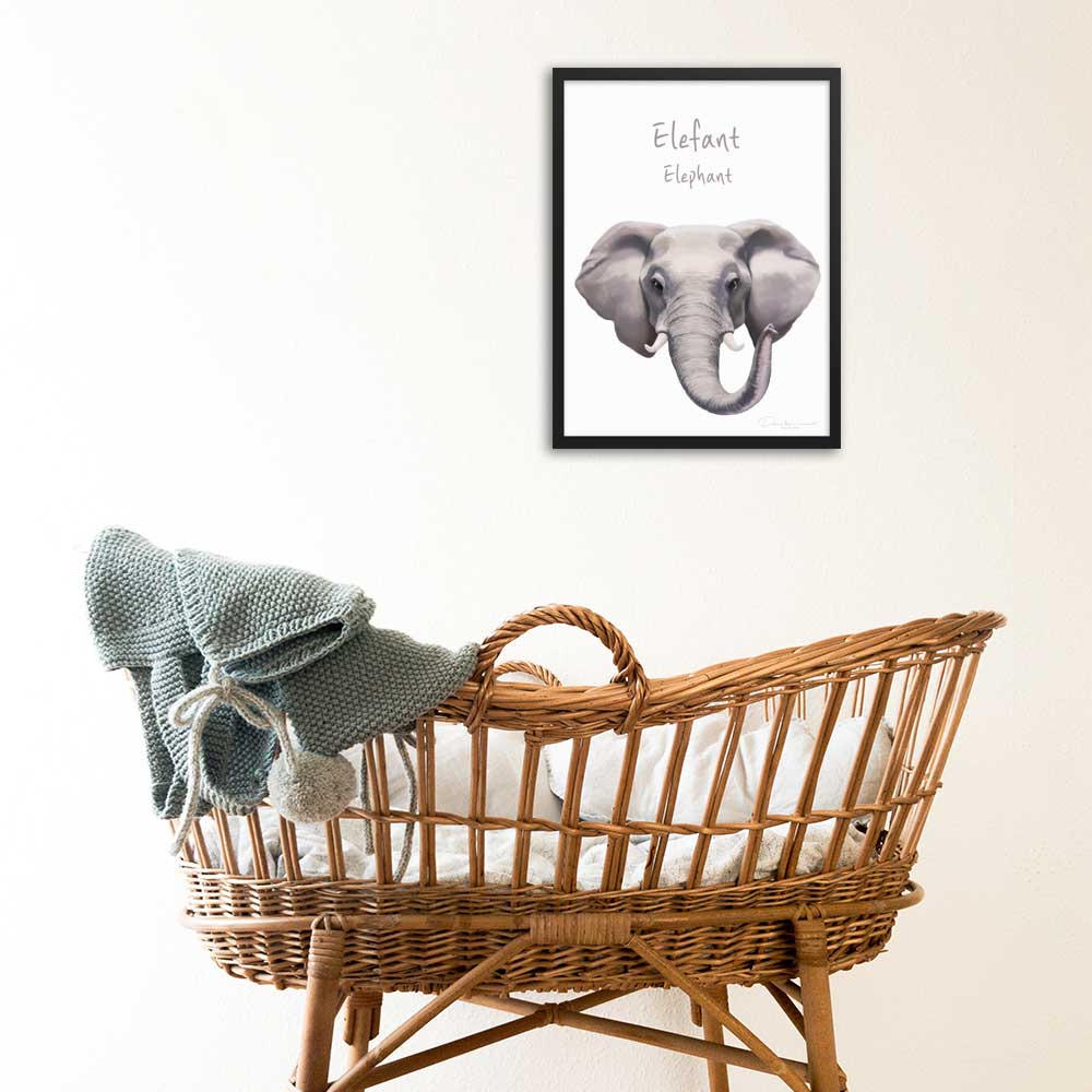 Elefant - Poster im Rahmen artlia