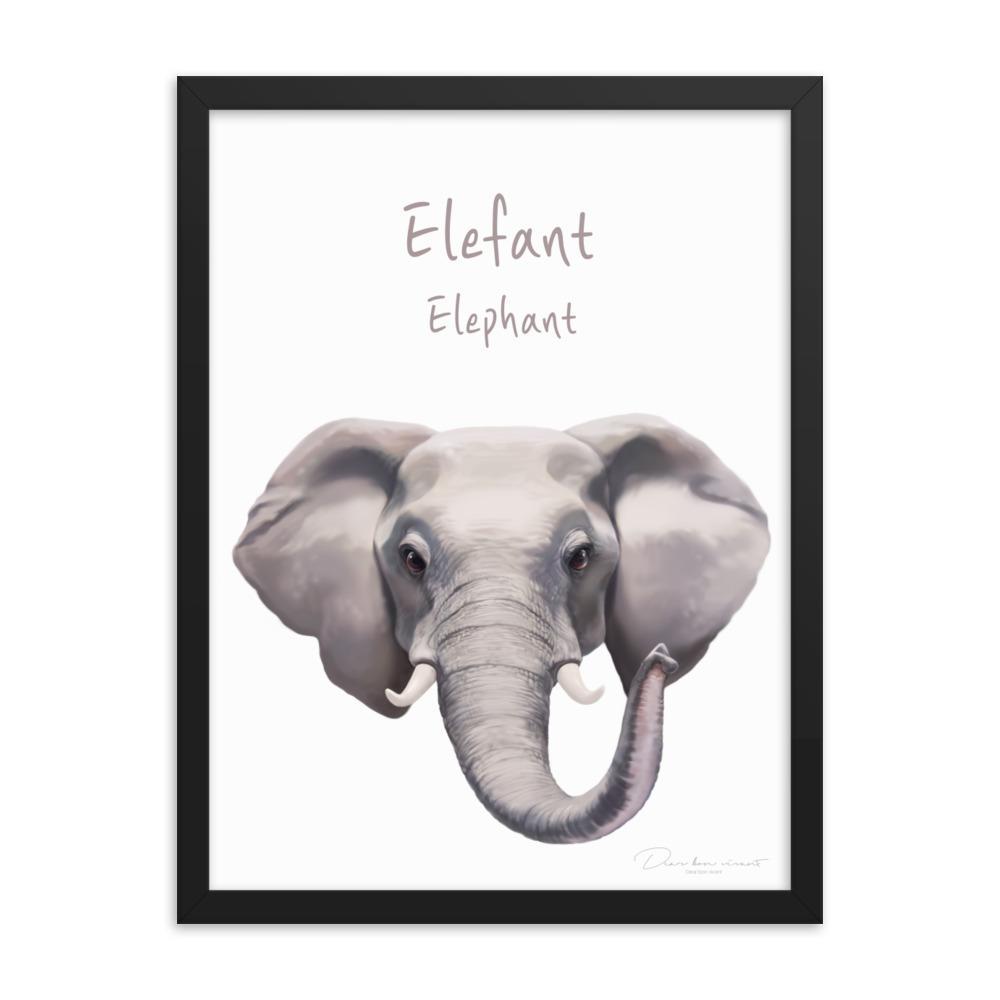 Elefant - Poster im Rahmen schwarz / 30x41 cm artlia