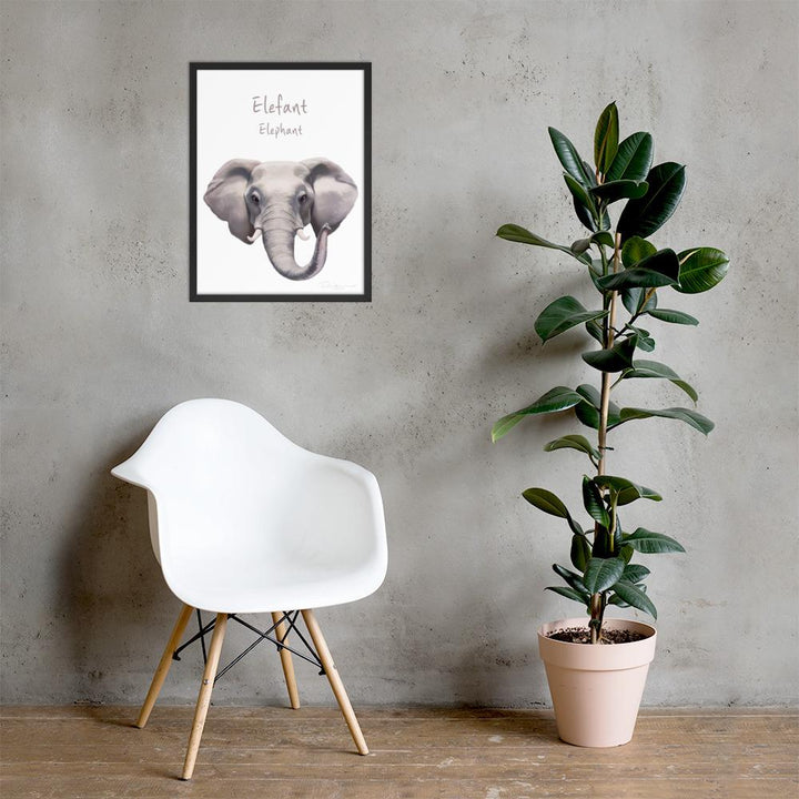 Elefant - Poster im Rahmen schwarz / 46x61 cm artlia