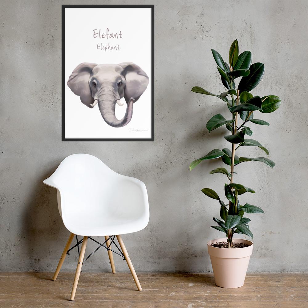 Elefant - Poster im Rahmen schwarz / 61x91 cm artlia