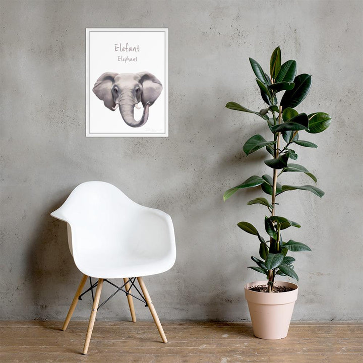 Elefant - Poster im Rahmen weiß / 46x61 cm artlia