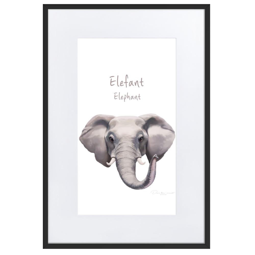 Elefant - Poster im Rahmen mit Passepartout artlia