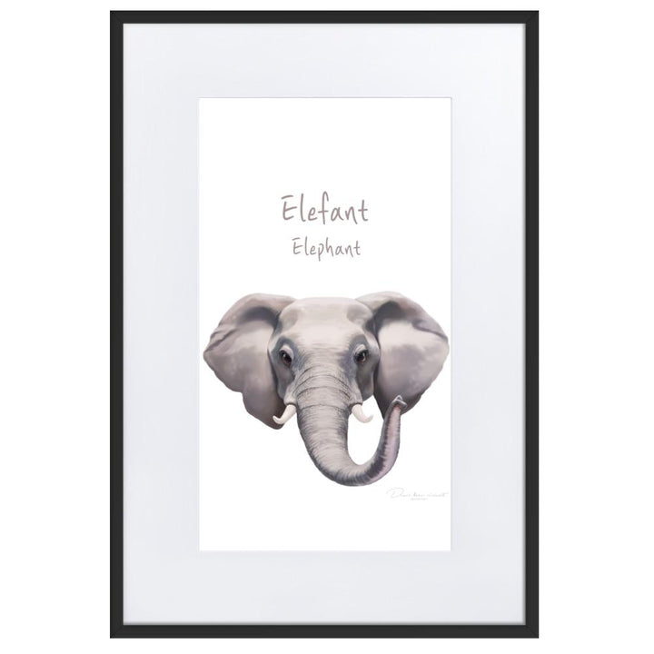 Elefant - Poster im Rahmen mit Passepartout artlia