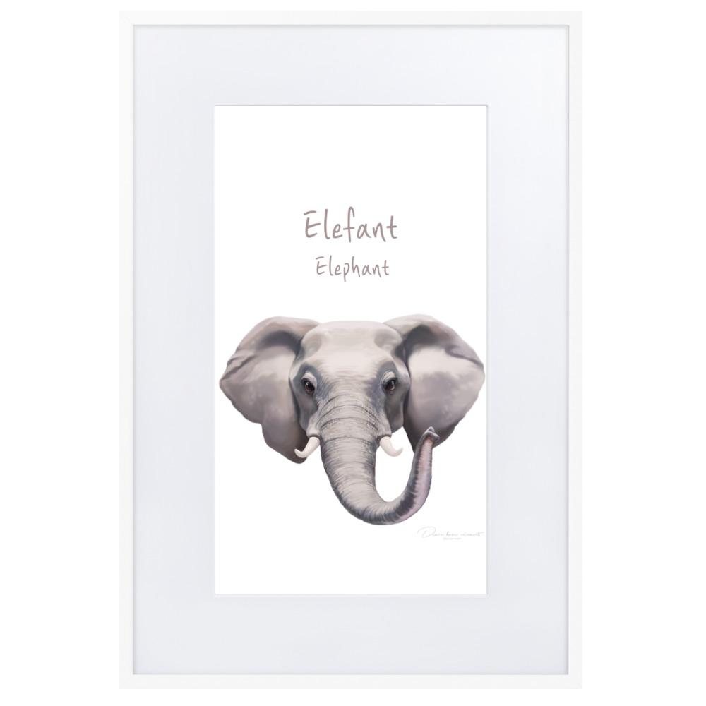 Elefant - Poster im Rahmen mit Passepartout artlia