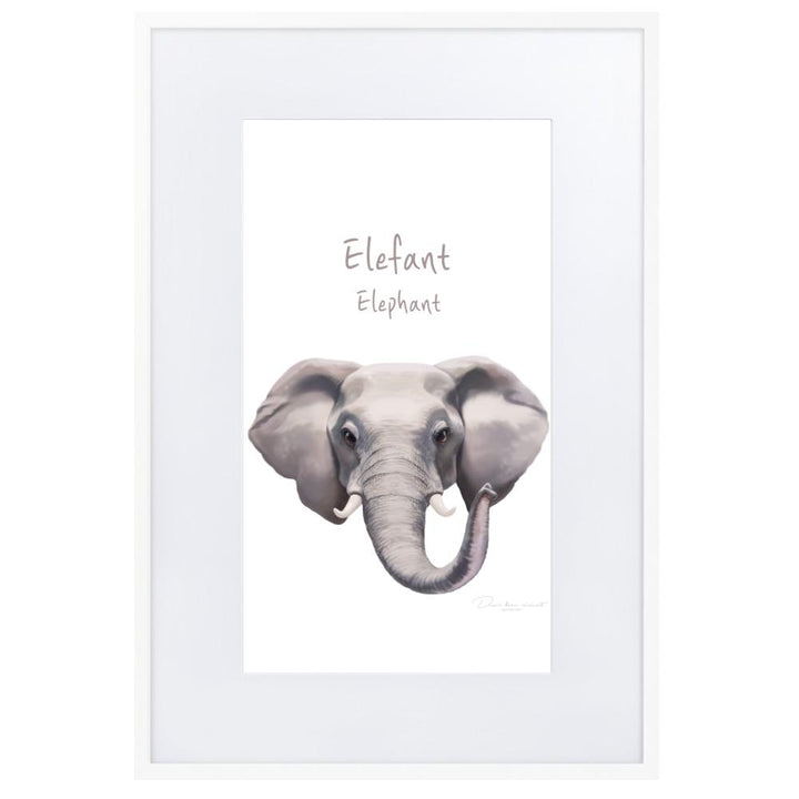 Elefant - Poster im Rahmen mit Passepartout artlia