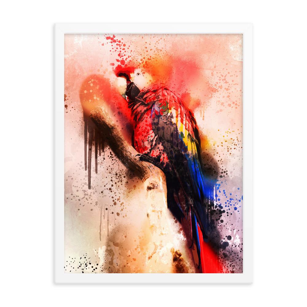 Fantasie Papagei - Poster im Rahmen weiß / 30x41 cm artlia