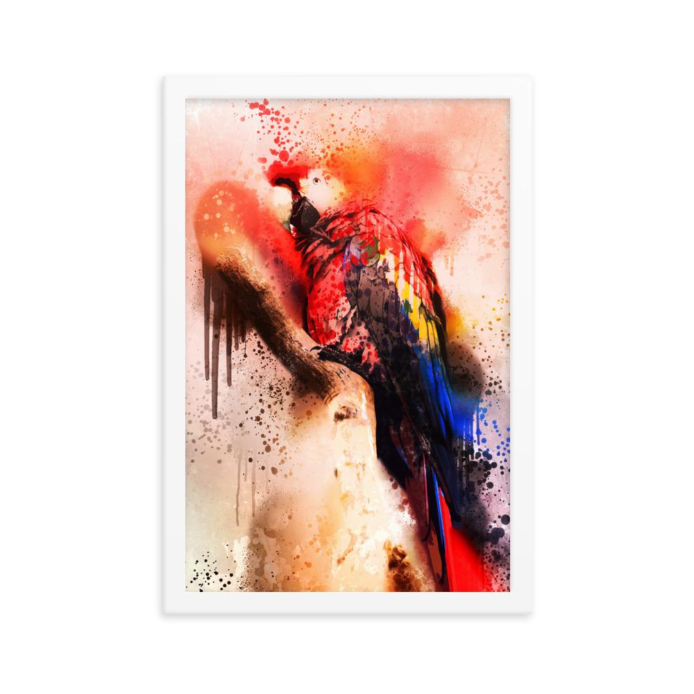 Fantasie Papagei - Poster im Rahmen weiß / 30x45 cm artlia