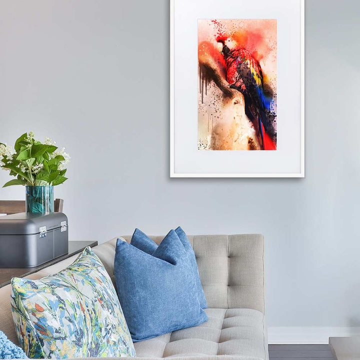Fantasie Papagei - Poster im Rahmen mit Passepartout artlia