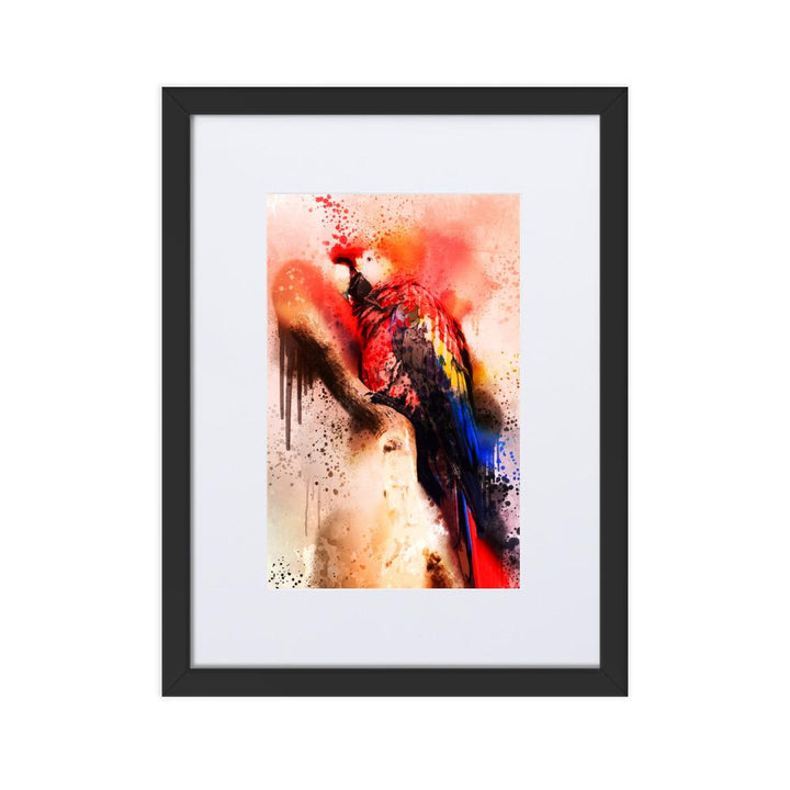 Fantasie Papagei - Poster im Rahmen mit Passepartout Schwarz / 30×40 cm artlia