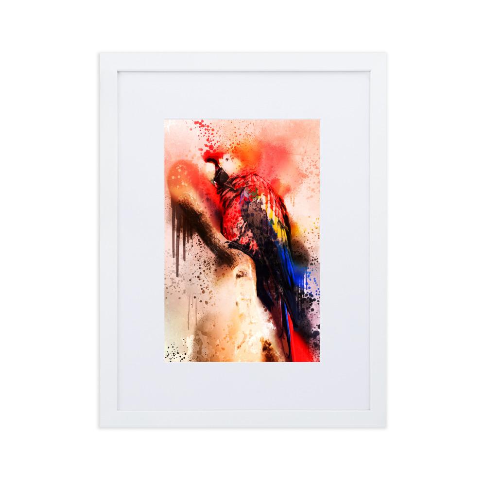 Fantasie Papagei - Poster im Rahmen mit Passepartout Weiß / 30×40 cm artlia