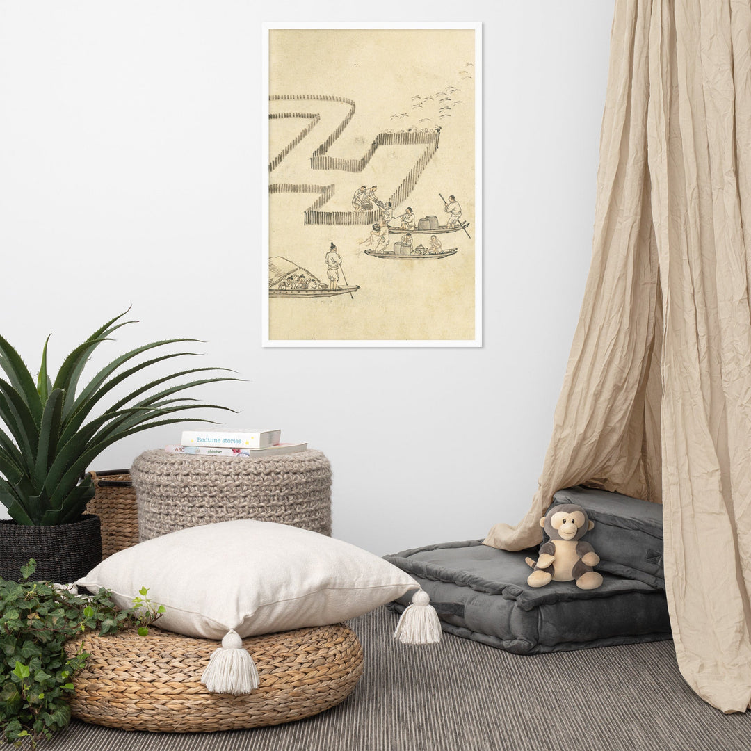 Fischfang, Kim Hong-do - Poster im Rahmen artlia