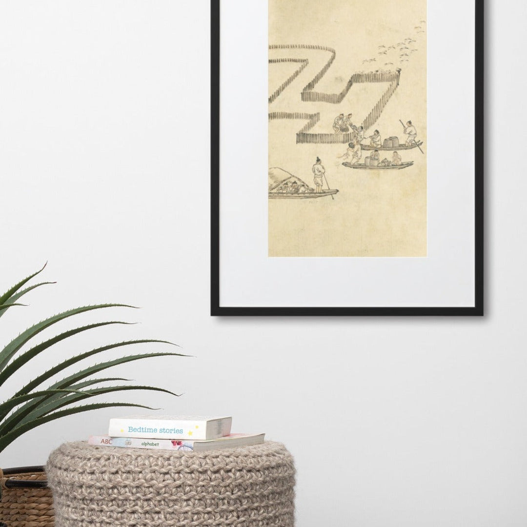 Fischfang, Kim Hong-do - Poster im Rahmen mit Passepartout artlia