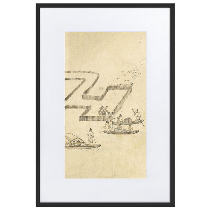 Fischfang, Kim Hong-do - Poster im Rahmen mit Passepartout Schwarz / 61×91 cm artlia