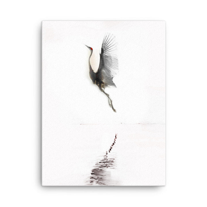 fliegender Kranich - Leinwand 30x41 cm artlia