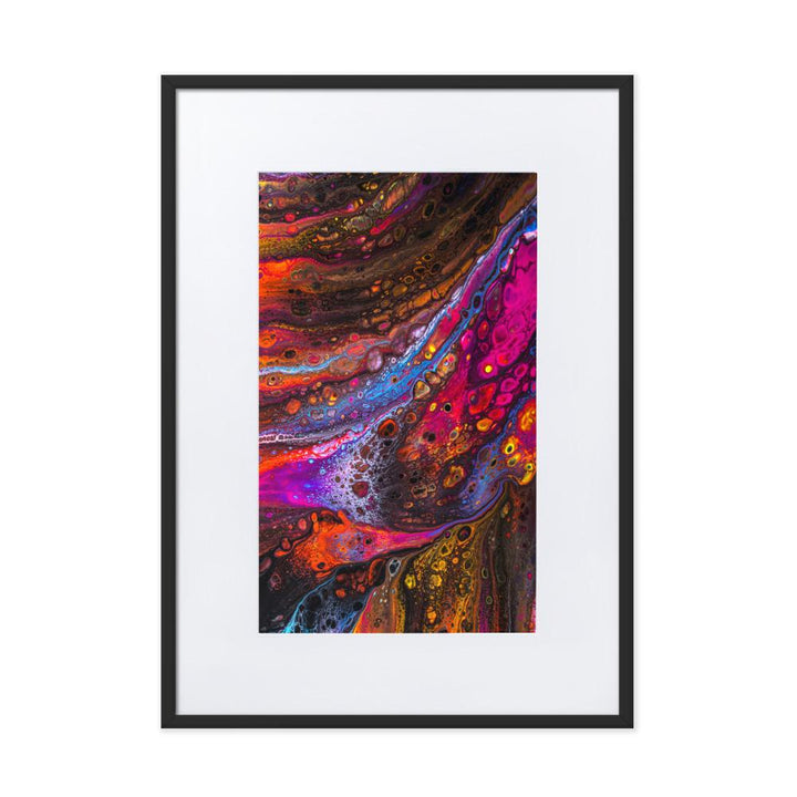 Fractal Abstract 01 - Poster im Rahmen mit Passepartout Schwarz / 50×70 cm artlia