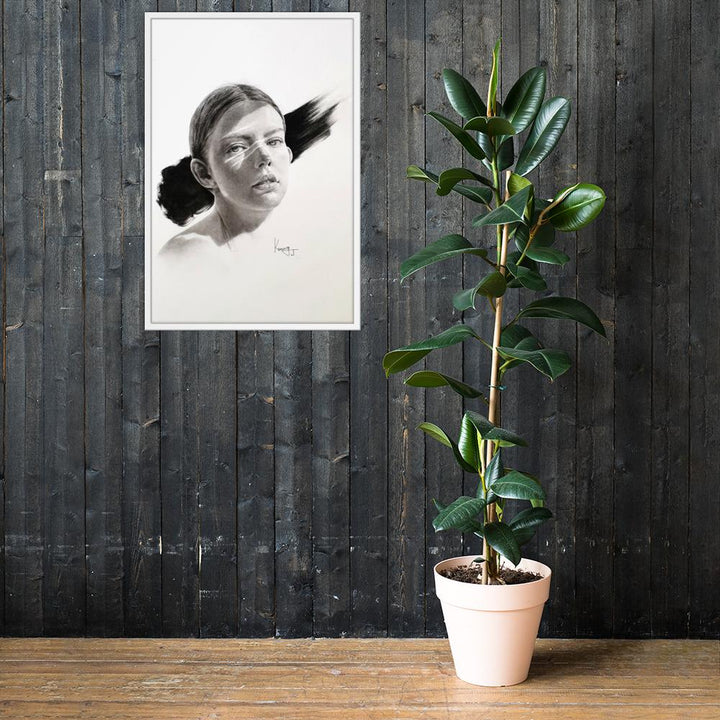 Frau im Licht - Poster im Rahmen weiß / 61x91 cm artlia