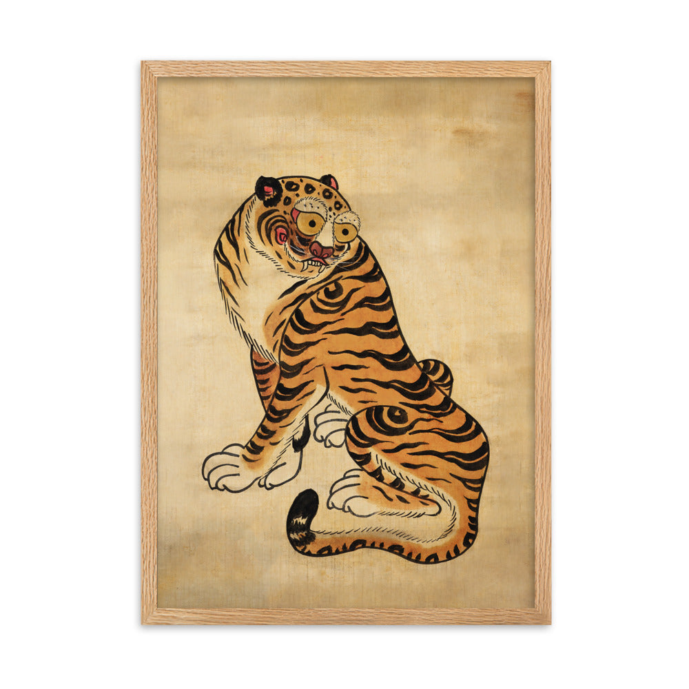freundlicher Tiger - Poster im Rahmen Oak / 50×70 cm artlia