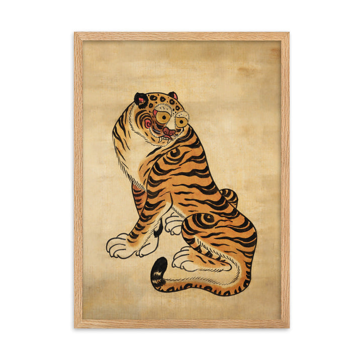 freundlicher Tiger - Poster im Rahmen Oak / 50×70 cm artlia