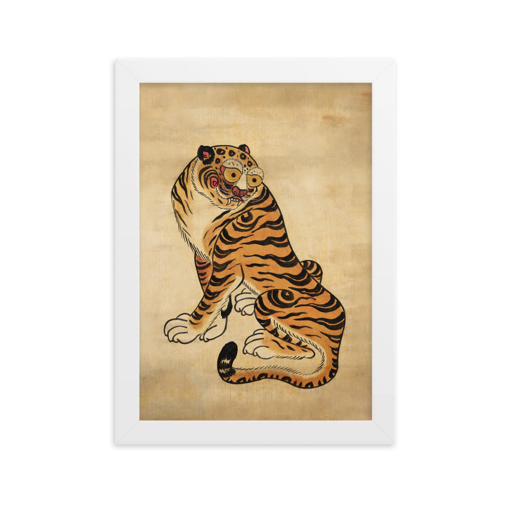freundlicher Tiger - Poster im Rahmen Weiß / 21×30 cm artlia