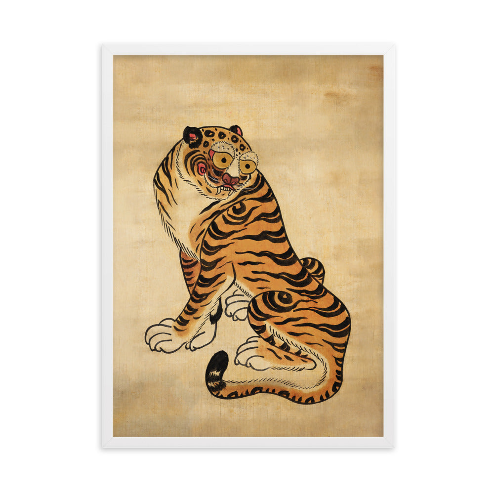 freundlicher Tiger - Poster im Rahmen Weiß / 50×70 cm artlia