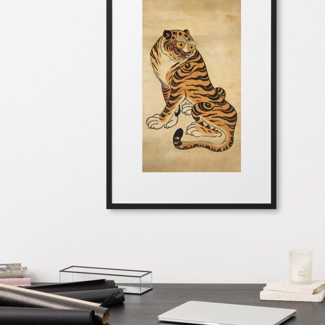 freundlicher Tiger - Poster im Rahmen mit Passepartout artlia