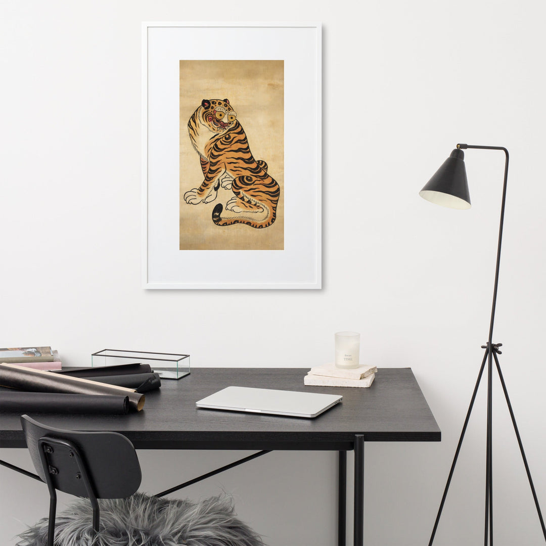 freundlicher Tiger - Poster im Rahmen mit Passepartout artlia