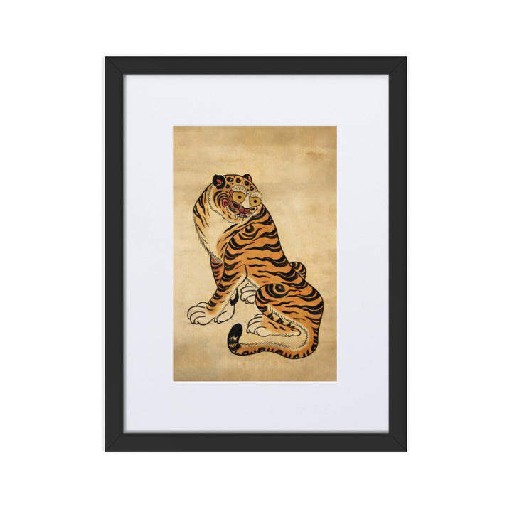freundlicher Tiger - Poster im Rahmen mit Passepartout Schwarz / 30×40 cm artlia