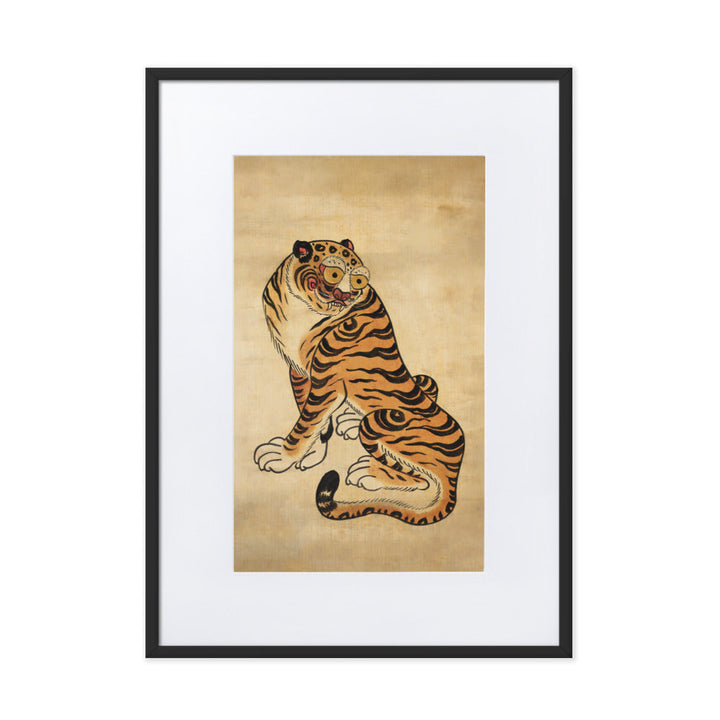 freundlicher Tiger - Poster im Rahmen mit Passepartout Schwarz / 50×70 cm artlia