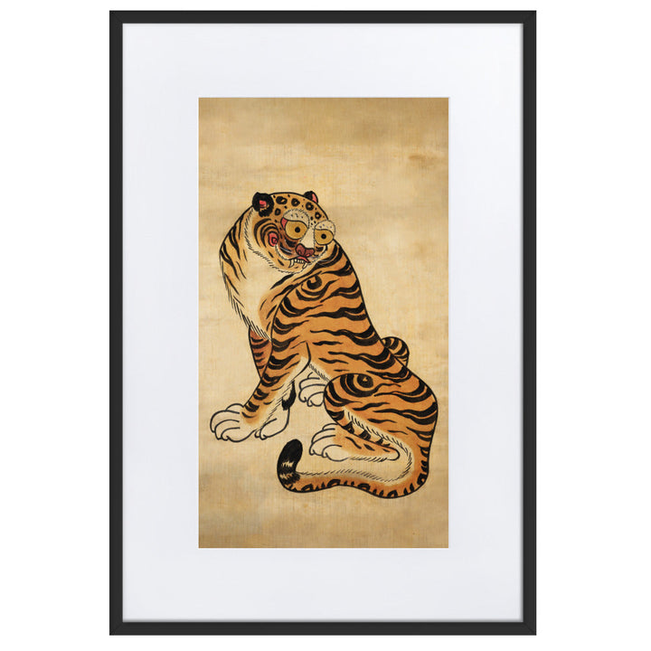 freundlicher Tiger - Poster im Rahmen mit Passepartout Schwarz / 61×91 cm artlia