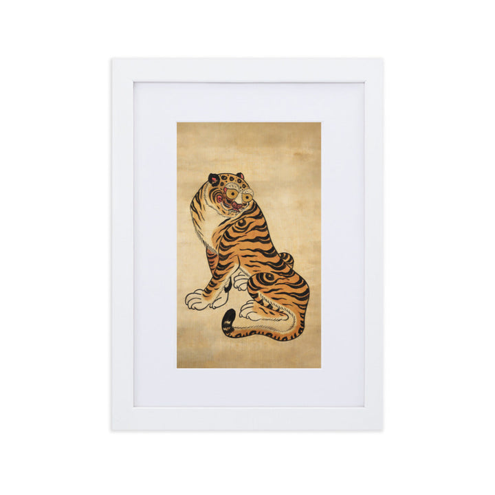 freundlicher Tiger - Poster im Rahmen mit Passepartout Weiß / 21×30 cm artlia