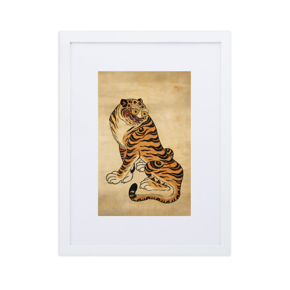 freundlicher Tiger - Poster im Rahmen mit Passepartout Weiß / 30×40 cm artlia